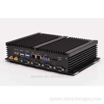 Dual Lan 4 Serial port fanless mini pc with celeron 1037u,htpc 1080P Industrial PC